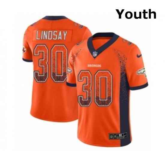 Youth Nike Denver Broncos 30 Phillip Lindsay Limited Orange Rush Drift Fashion NFL Jersey